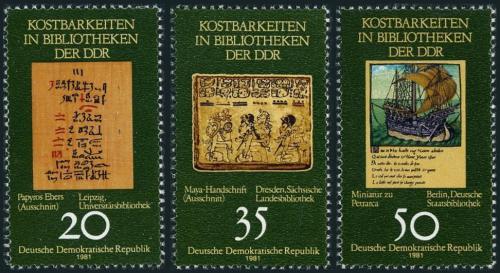 Poštovní známky DDR 1981 Poklady z knihoven Mi# 2636-38