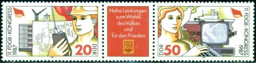 Poštovní známky DDR 1987 Kongres odborù Mi# 3086-87
