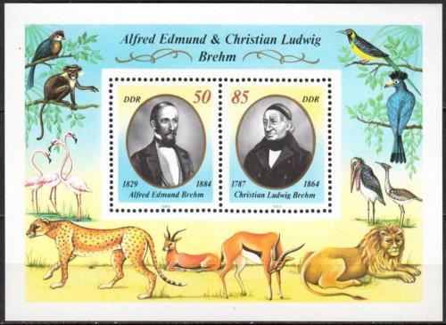 Poštovní známky DDR 1989 Alfred Edmund a Christian Ludwig Brehm Mi# Block 98