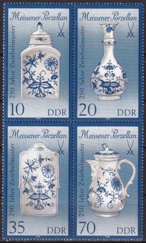 Poštovní známky DDR 1989 Míšeòský porcelán Mi# 3241-44 II