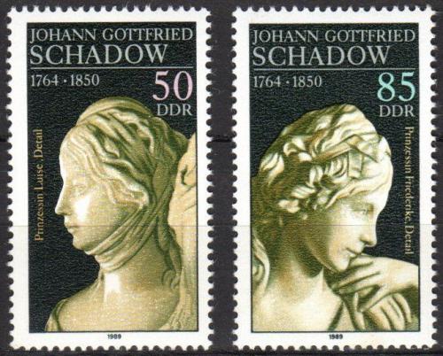 Poštovní známky DDR 1989 Sochy, Johann Gottfried Schadow Mi# 3250-51