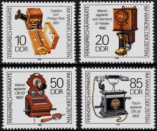 Poštovní známky DDR 1989 Staré telefony Mi# 3226-29