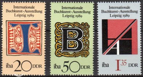 Poštovní známky DDR 1989 Umìlecké písmo Mi# 3245-47