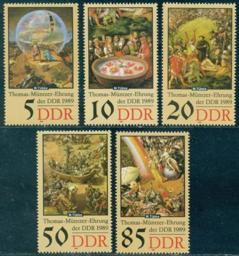 Poštovní známky DDR 1989 Umìní, Werner Tübke Mi# 3269-73