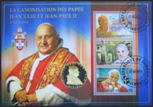 Potovn znmky Dibutsko 2014 Kanonizace pape II - zvtit obrzek