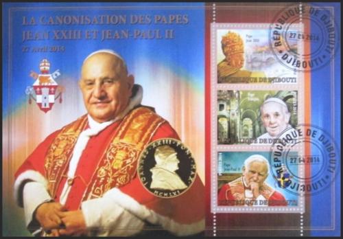 Potovn znmky Dibutsko 2014 Kanonizace pape, zlat psmo Mi# N/N - zvtit obrzek