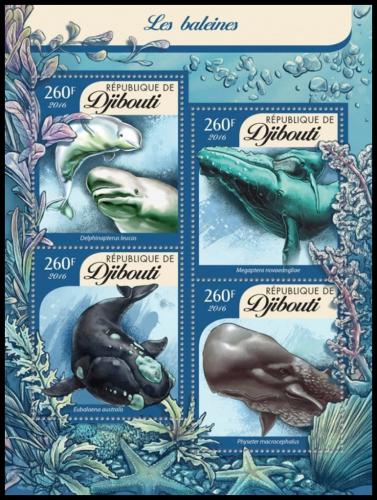 Poštovní známky Džibutsko 2016 Velryby Mi# 904-07 Kat 12€