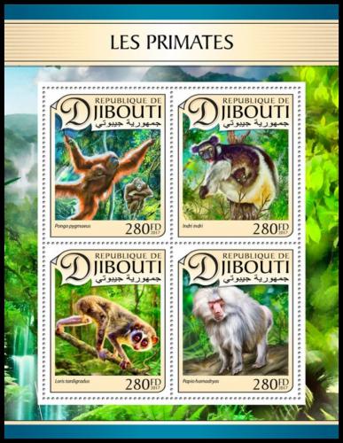 Potovn znmky Dibutsko 2017 Opice Mi# 1503-06 Kat 11 - zvtit obrzek