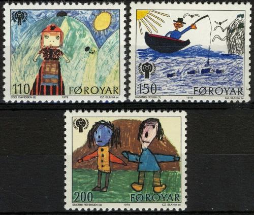 Poštovní známky Faerské ostrovy 1979 Dìtské kresby Mi# 45-47