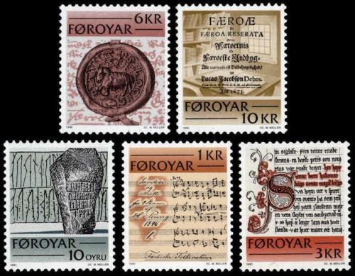 Poštovní známky Faerské ostrovy 1981 Historické nápisy Mi# 65-69 Kat 5€