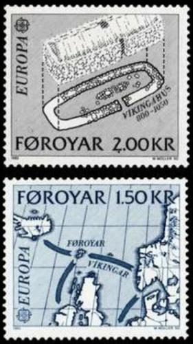 Poštovní známky Faerské ostrovy 1982 Evropa CEPT, historické události Mi# 70-71
