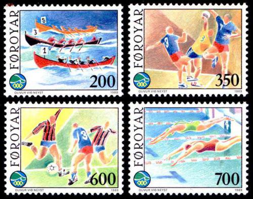 Poštovní známky Faerské ostrovy 1989 Sportovní hry Mi# 186-89