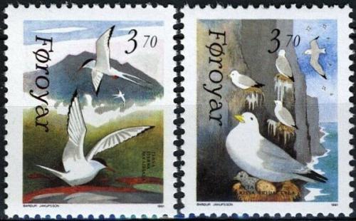 Poštovní známky Faerské ostrovy 1991 Ptáci Mi# 221-22
