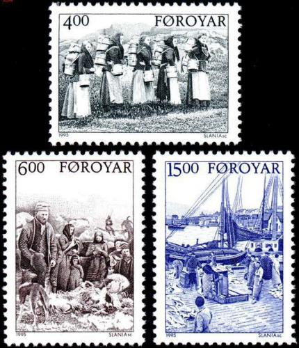 Poštovní známky Faerské ostrovy 1995 Døívìjší život na vesnici Mi# 285-87 Kat 6.50€