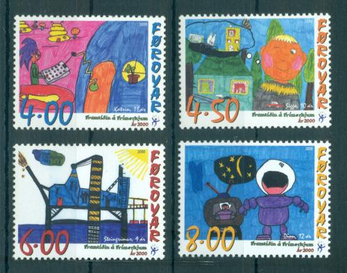 Poštovní známky Faerské ostrovy 2000 Dìtské kresby Mi# 375-78