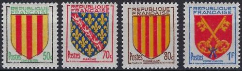 Potovn znmky Francie 1955 Znaky provinci Mi# 1072-75 - zvtit obrzek