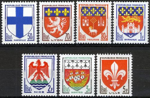 Potovn znmky Francie 1958 Znaky mst Mi# 1217-23 - zvtit obrzek