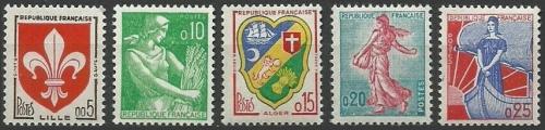 Potovn znmky Francie 1960 Znaky a Marianne Mi# 1274-78 Kat 9 - zvtit obrzek