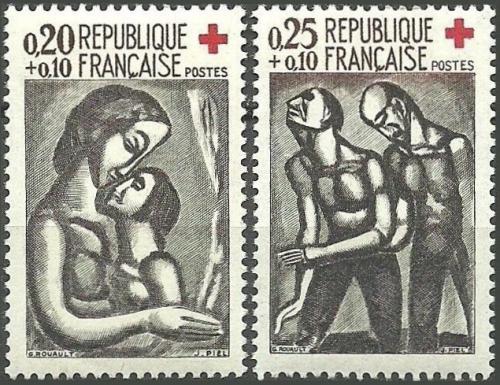 Potovn znmky Francie 1961 erven k, grafika Mi# 1376-77 Kat 5  - zvtit obrzek