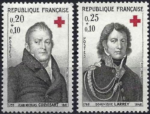 Potovn znmky Francie 1964 Osobnosti, erven k Mi# 1494-95 - zvtit obrzek
