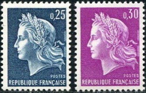 Potovn znmky Francie 1967 Marianne Mi# 1602-03
