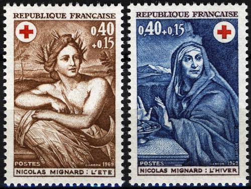 Potovn znmky Francie 1969 erven k, umn, Nicolas Mignard Mi# 1692-93