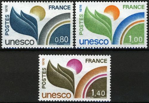 Potovn znmky Francie 1976 Vydn pro UNESCO Mi# 16-18 - zvtit obrzek