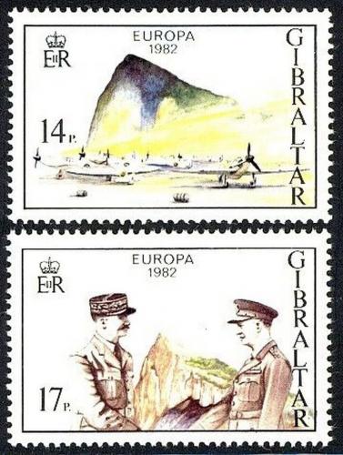 Poštovní známky Gibraltar 1982 Evropa CEPT, historické události Mi# 451-52