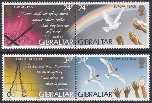 Poštovní známky Gibraltar 1995 Evropa CEPT, mír a svoboda Mi# 710-13 Kat 6€