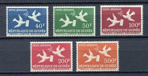Potovn znmky Guinea 1959 Potovn holuby Mi# 26-30 Kat 14