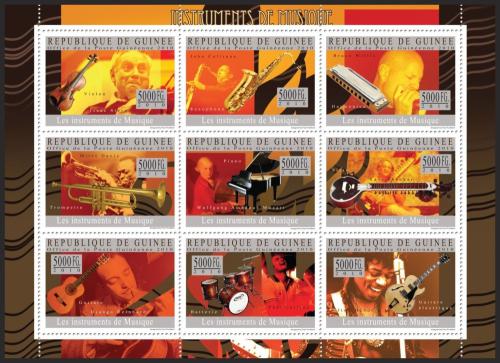 Poštovní známky Guinea 2010 Hudební nástroje Mi# 7239-47 Kat 18€