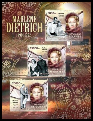 Potovn znmky Guinea 2012 Marlene Dietrich, hereka Mi# 9252-54 Kat 16 - zvtit obrzek