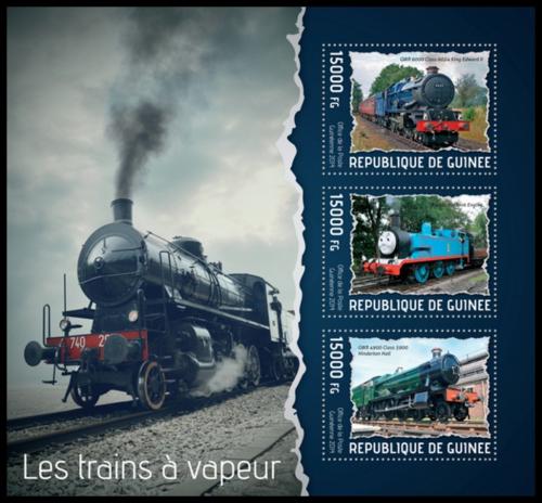 Poštovní známky Guinea 2014 Parní lokomotivy Mi# Mi# 10279-81 Kat 18€ 