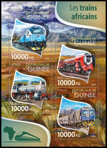 Potovn znmky Guinea 2015 Africk lokomotivy Mi# 11473-76 Kat 16 - zvtit obrzek