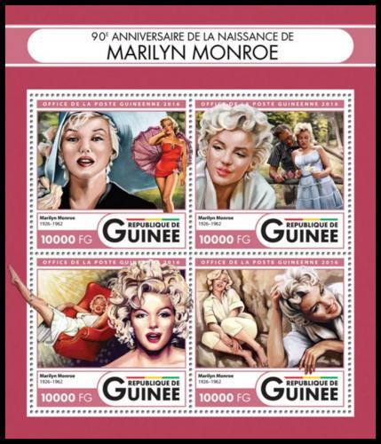 Potovn znmky Guinea 2016 Marilyn Monroe Mi# 11996-99 Kat 16 - zvtit obrzek