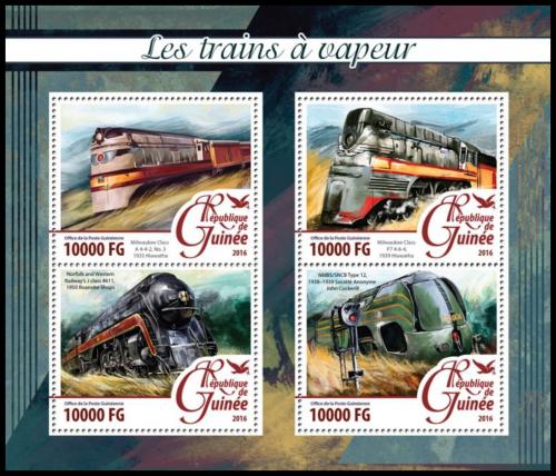 Potovn znmky Guinea 2016 Parn lokomotivy Mi# 11686-89 Kat 16