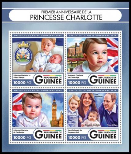 Poštovní známky Guinea 2016 Princezna Charlotte Mi# 12021-24 Kat 16€