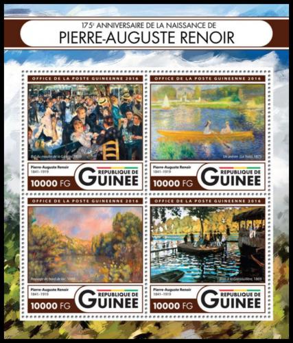 Potovn znmky Guinea 2016 Umn, Pierre-Auguste Renoir Mi# 11981-84 Kat 16 - zvtit obrzek