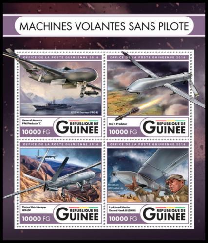 Poštovní známky Guinea 2016 Vojenské drony Mi# Mi# 11976-79 Kat 16€