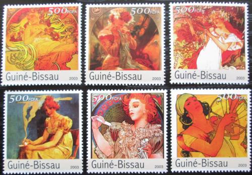 Poštovní známky Guinea-Bissau 2003 Umìní, Alfons Mucha Mi# 2555-60 Kat 13€