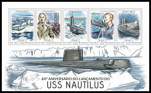 Poštovní známky Guinea-Bissau 2014 Atomová ponorka Nautilus Mi# 7130-34 Kat 13€