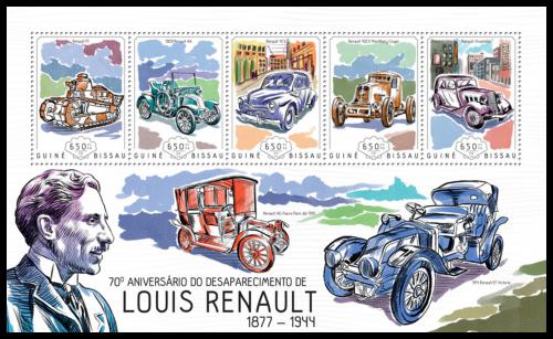 Poštovní známky Guinea-Bissau 2014 Automobily Renault Mi# 7088-92 Kat 13€