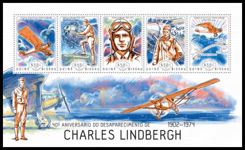 Potovn znmky Guinea-Bissau 2014 Charles Lindbergh, letadla Mi# 7060-64 Kat 13 - zvtit obrzek