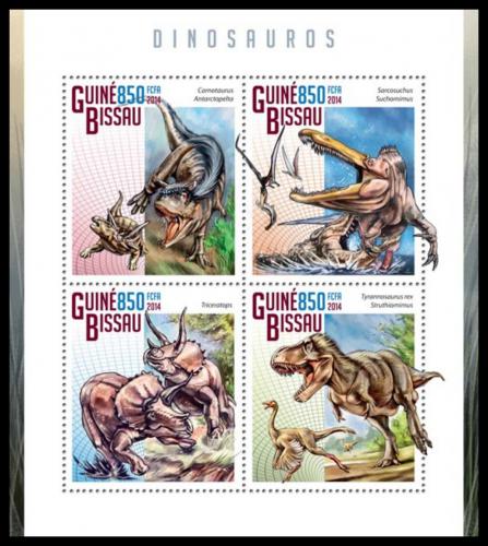 Poštovní známky Guinea-Bissau 2014 Dinosauøi Mi# 7523-26 Kat 14€