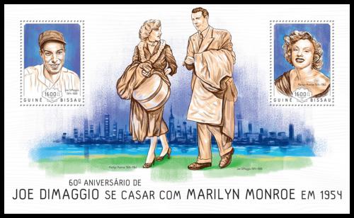 Potovn znmky Guinea-Bissau 2014 Marilyn Monroe a Joe DiMaggio Mi# Block 1245 Kat 12 - zvtit obrzek