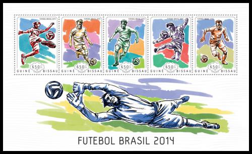 Poštovní známky Guinea-Bissau 2014 MS ve fotbale Mi# 7074-78 Kat 13€