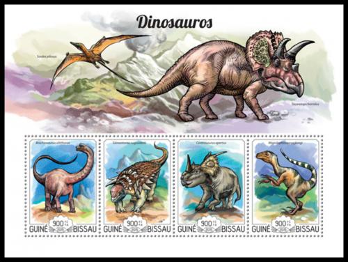 Poštovní známky Guinea-Bissau 2015 Dinosauøi Mi# 7764-67 Kat 14€