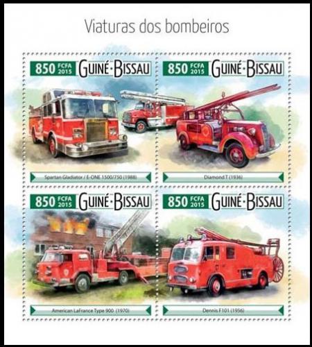 Poštovní známky Guinea-Bissau 2015 Hasièská auta Mi# 8110-13 Kat 14€