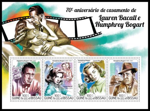 Potovn znmky Guinea-Bissau 2015 Lauren Bacall a Humphrey Bogart Mi# 7654-57 Kat 14 - zvtit obrzek
