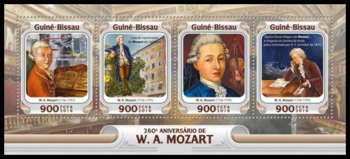 Potovn znmky Guinea-Bissau 2016 Wolfgang Amadeus Mozart Mi# 8509-12 Kat 13.50